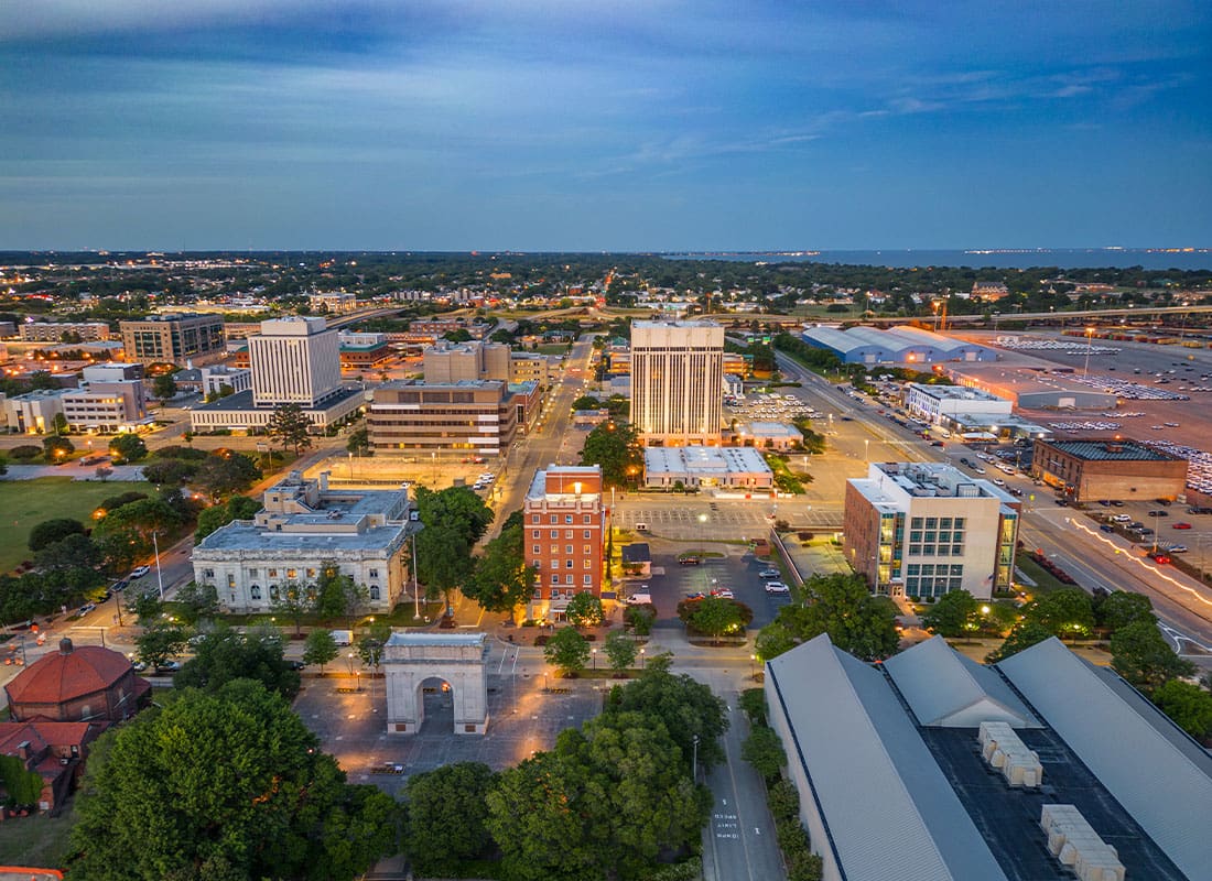 Newport News, VA - Newport News, Virginia Downtown Cityscape