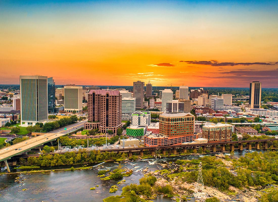 Richmond, VA - Aerial View of Downtown Richmond, Virginia